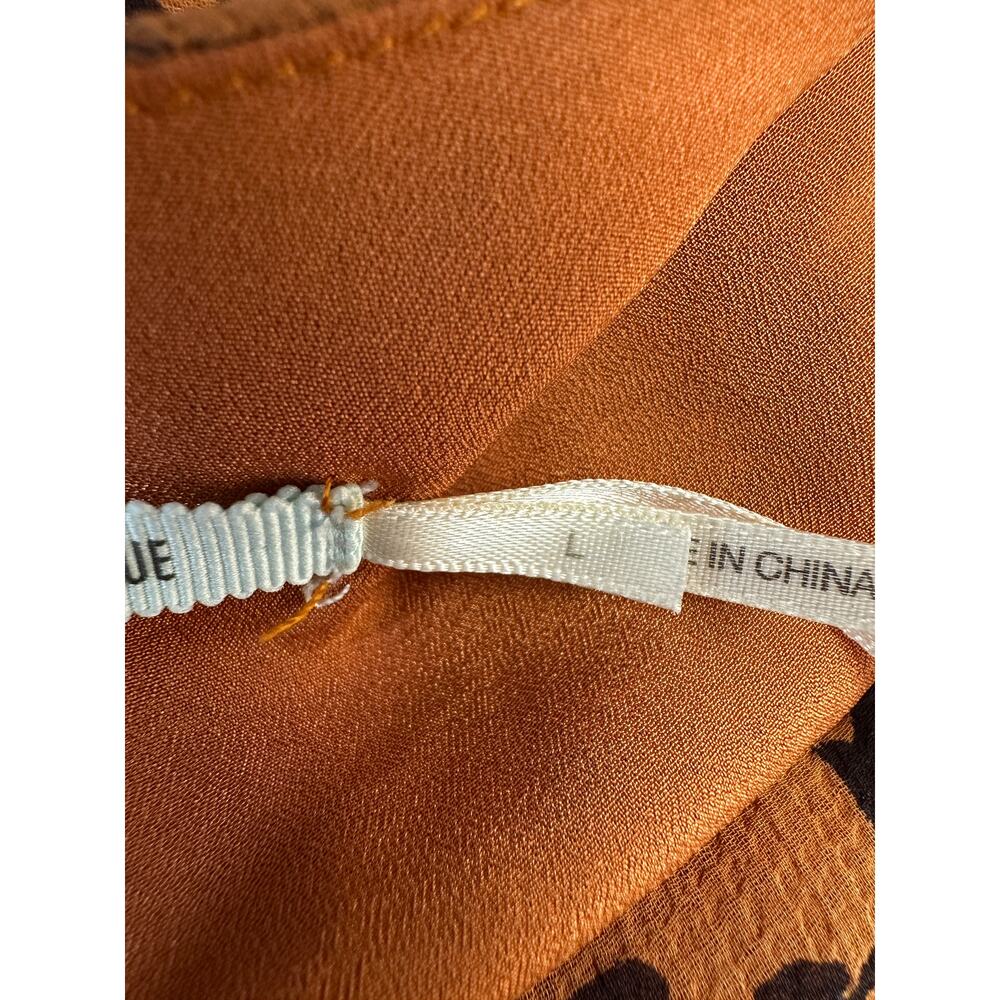 Kimchi Blue Orange Fall Floral Mini Dress L Tie Back Long Sleeve Fall Boho Style - Picture 10 of 11